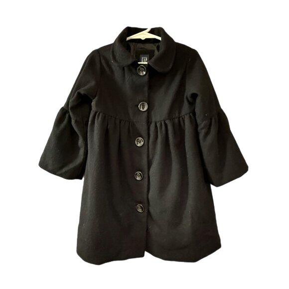 Baby Gap Kids Girls 4T Classic Black Wool Blend Pea Coat - Picture 1 of 5